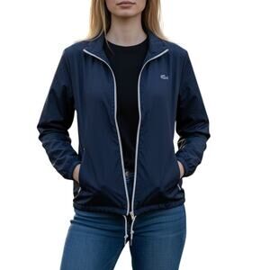 Vintage Alligator Lacoste Blue White Nylon Windbreaker Jacket Women’s Large